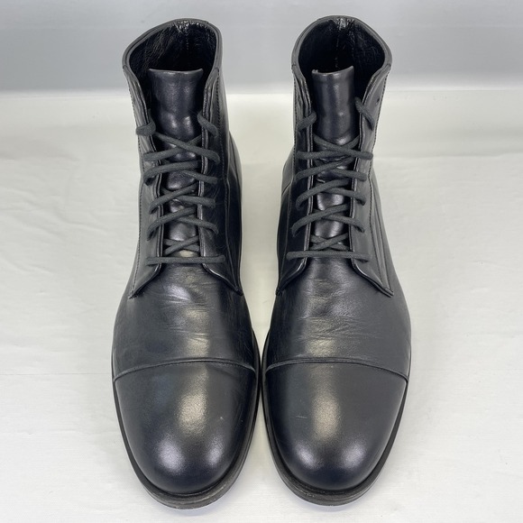 Alessandro Dell\'Acqua Boots Mens Size 42 Black Leather Cap Toe Shoes - Italy main image 8